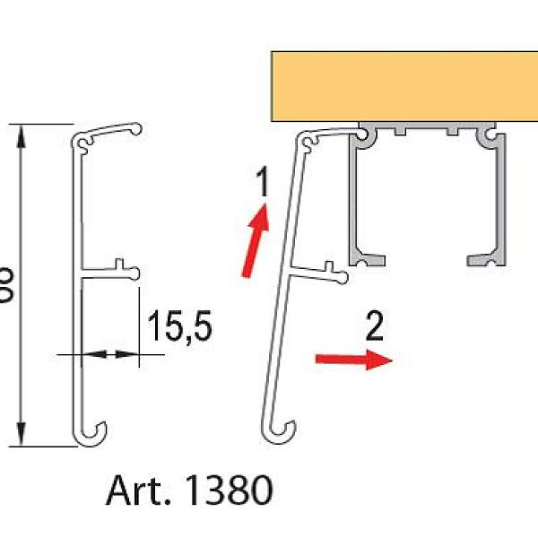 TERNO interiérové posuvné dveře 40-120kg, krycí profil 1380/A/S 2m