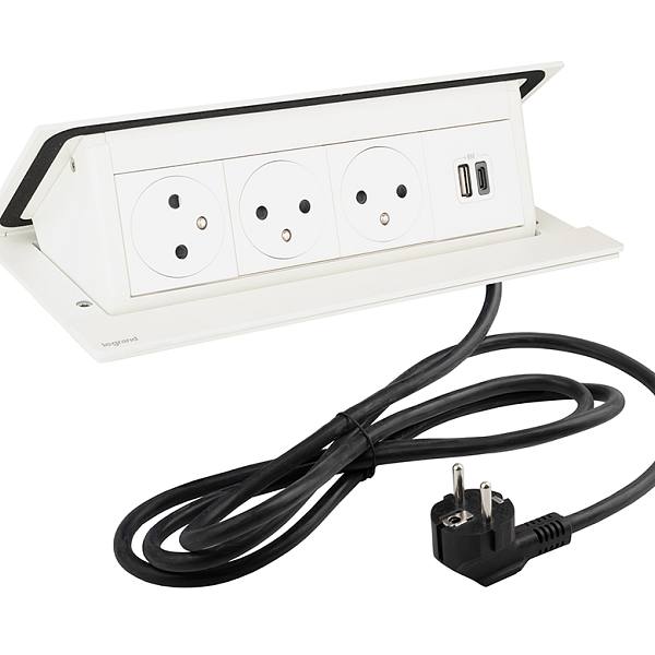 LEGRAND PopUp, 3x230V, 1x USB A/C, bílá matná