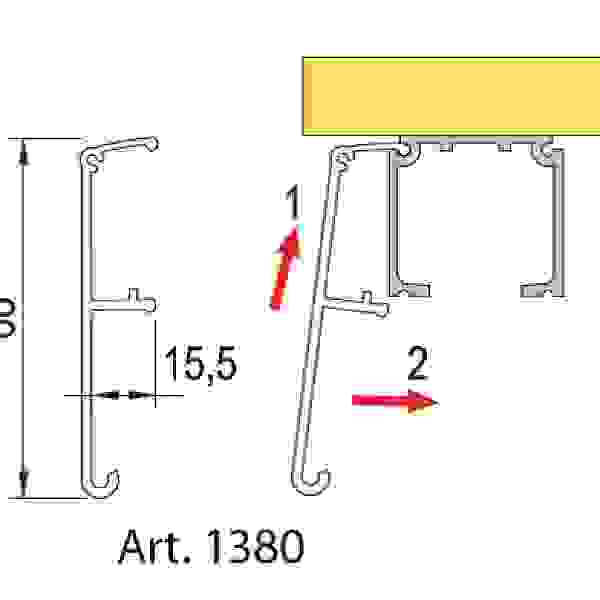 TERNO interiérové posuvné dveře 40-120kg, krycí profil 1380/A/S 2m