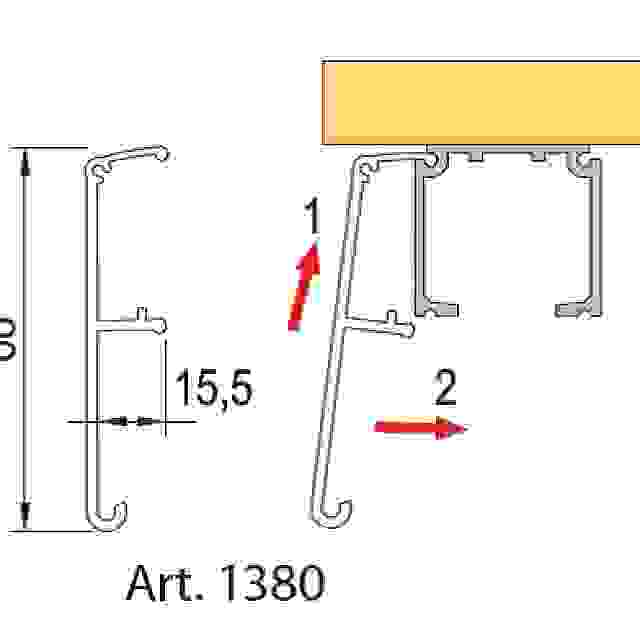 TERNO interiérové posuvné dveře 40-120kg, krycí profil 1380/A/S 2m